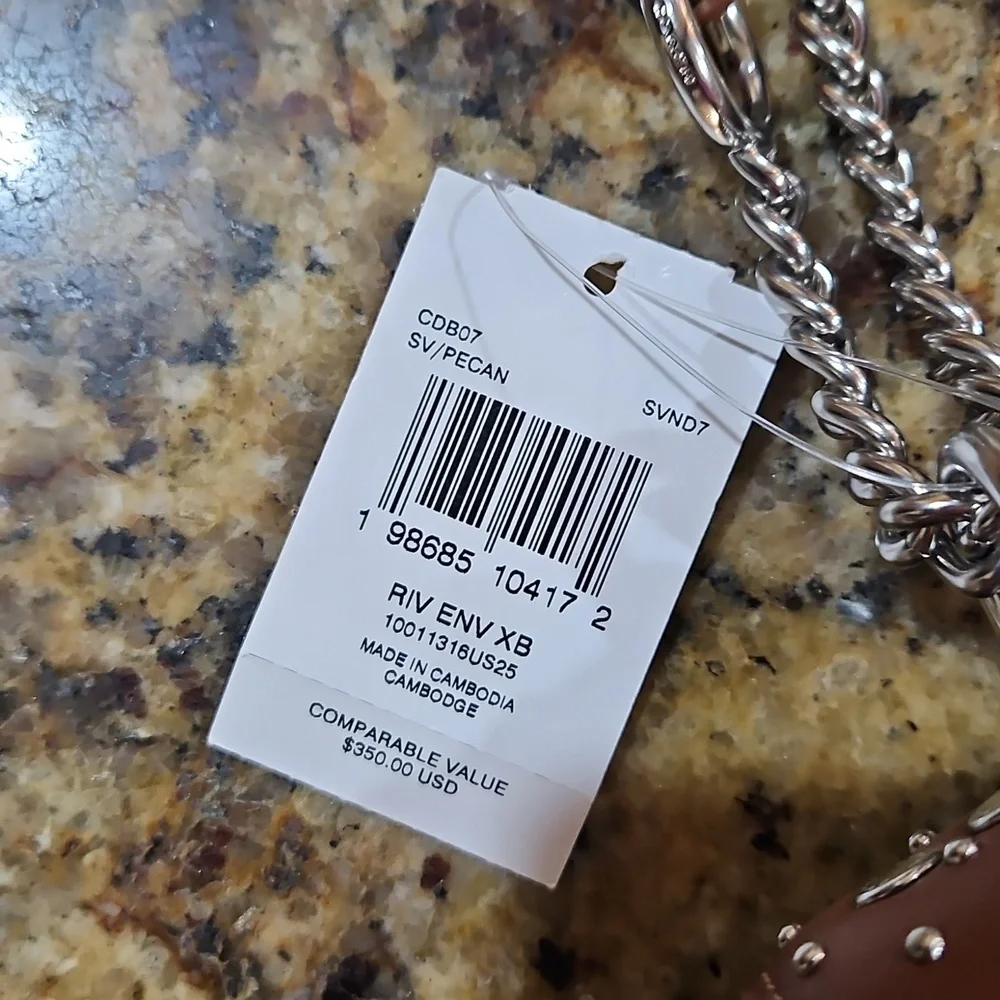 NWT Coach Klare‎ Envelope Crossbody Bag With Silver Rivets 2 Way Chain Strap